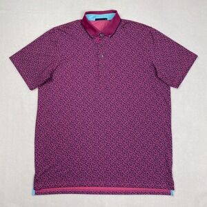 Greyson Shirt Mens XL Pink Coral Dreams Polo Golf All Over Print